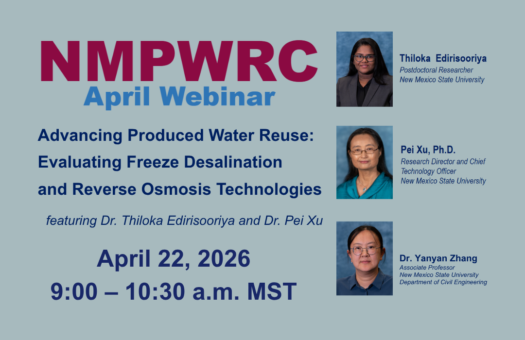 Promotional graphic for the April webinar on treated produced water