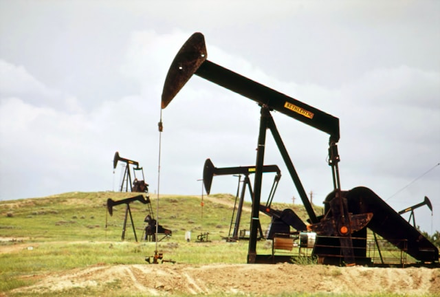 oil rigs in a field